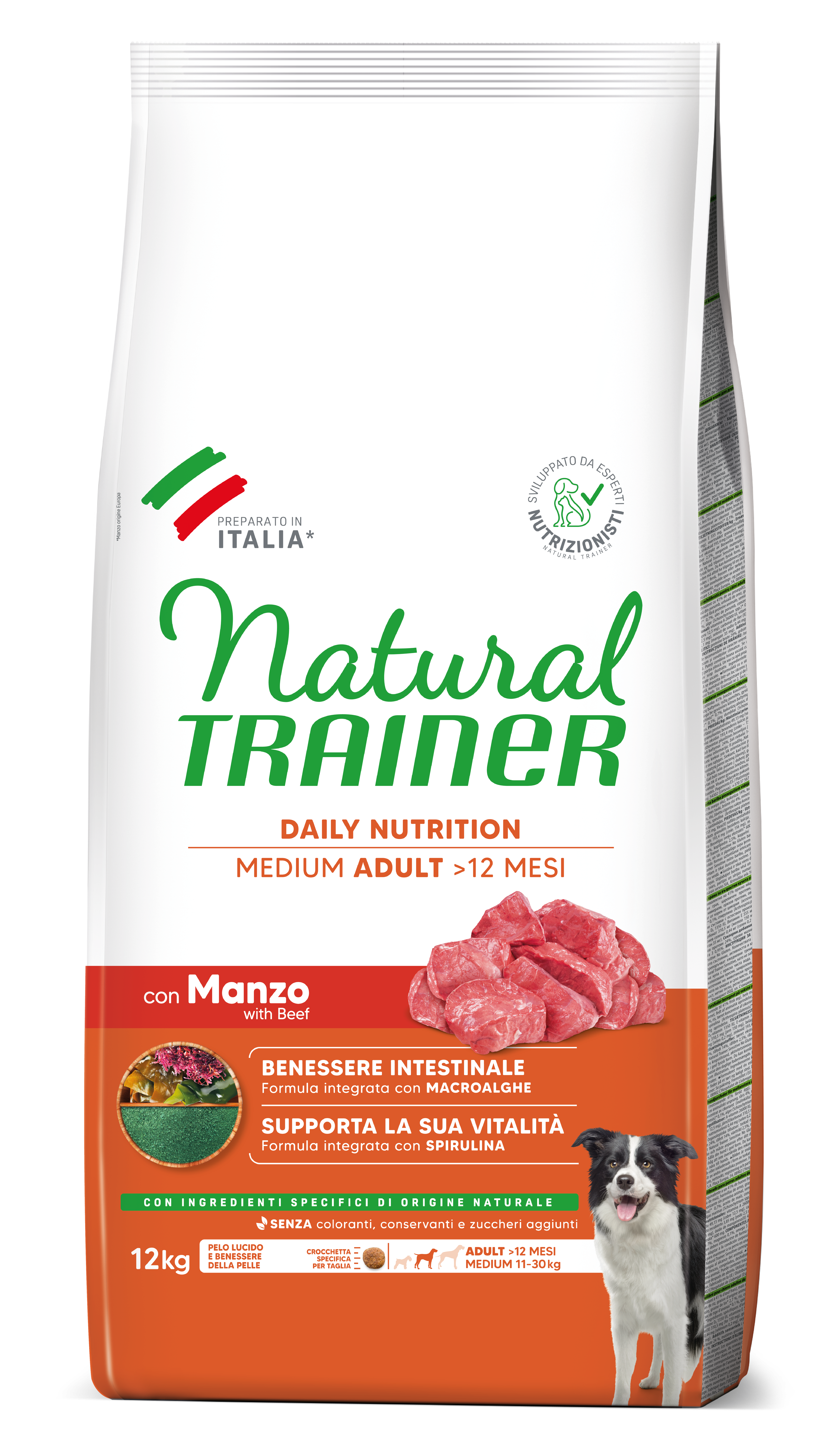 NT 12 кг Medium Adult Корм сухой для собак средних пород с говядиной  цикорием и спирулиной