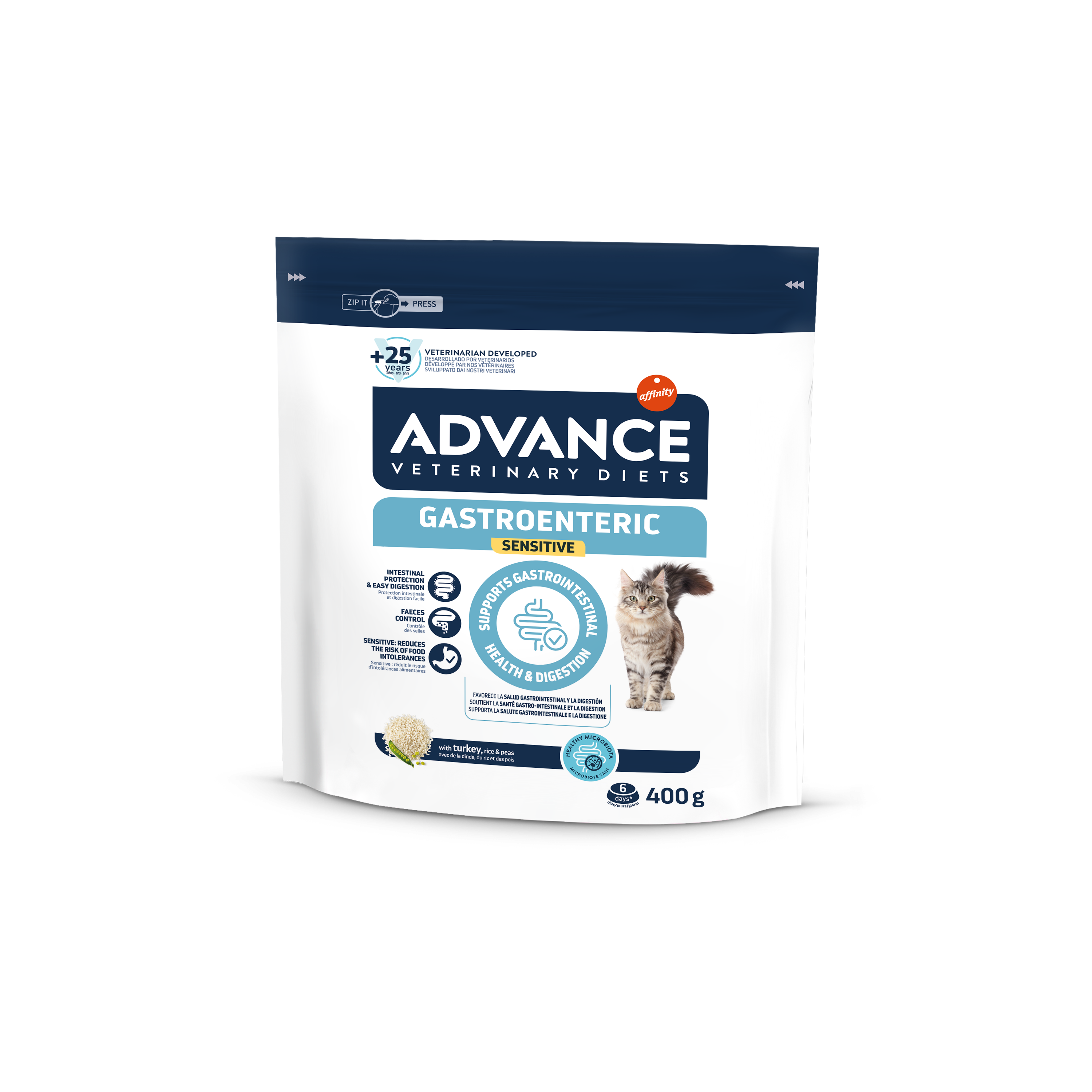 Advance VetDiet 0,4кг GASTRO SENSITIVE Сухой корм для кошек с проблемами ЖКТ, индейка