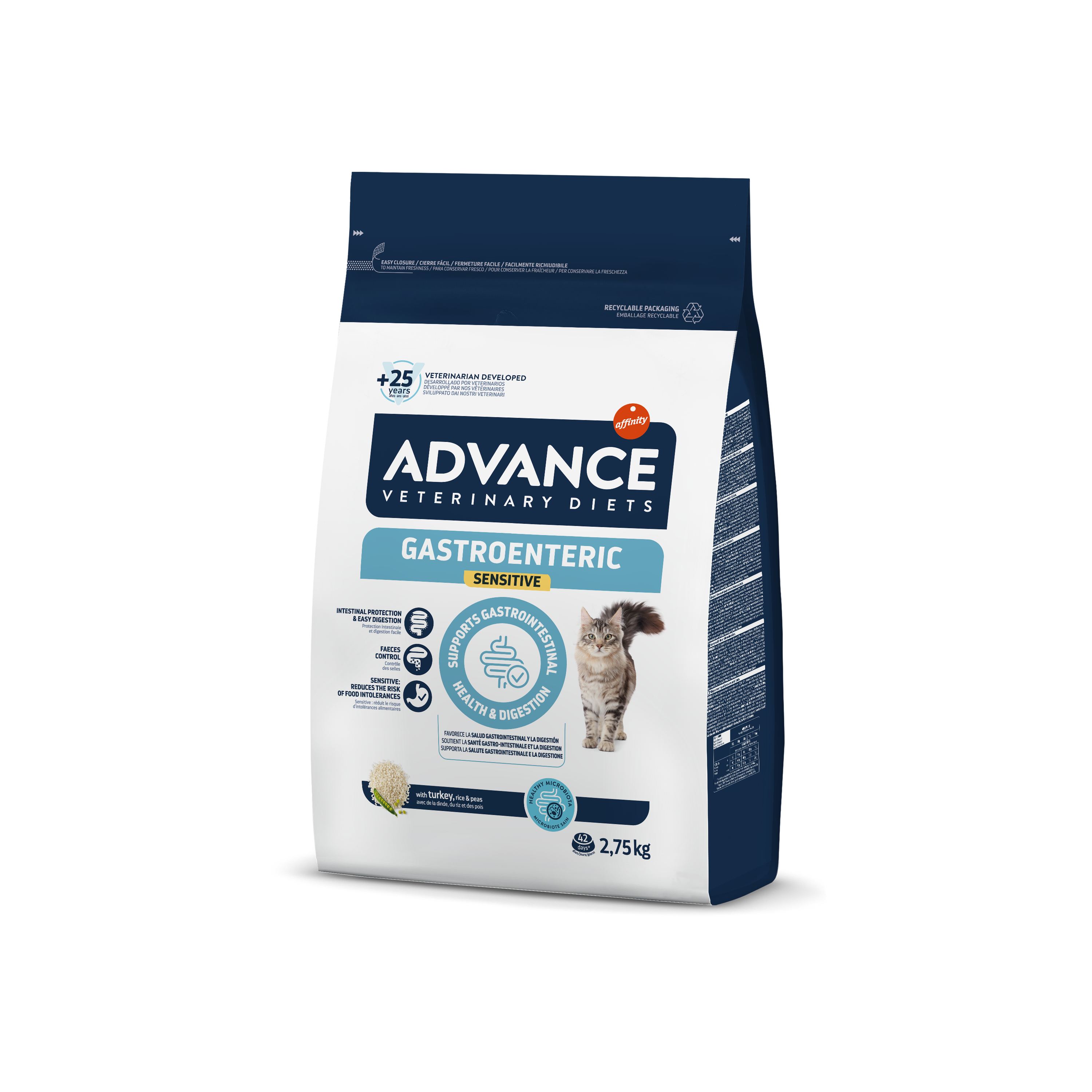 Advance VetDiet 2,75кг GASTRO SENSITIVE Сухой корм для кошек с проблемами ЖКТ, индейка