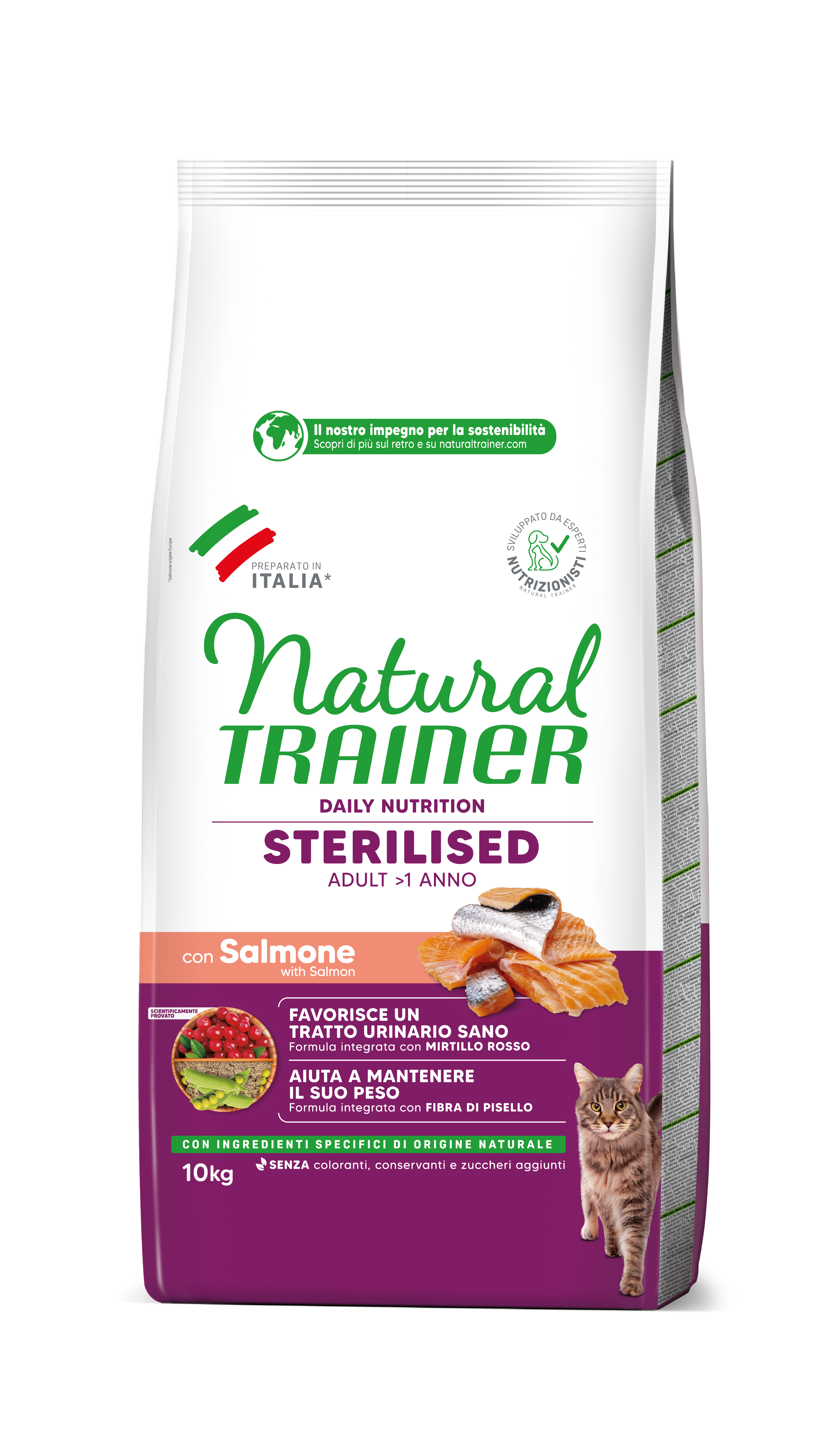 NT 10 кг Sterilised Корм сухой для стерилизованных кошек и кастрированных котов с лососем