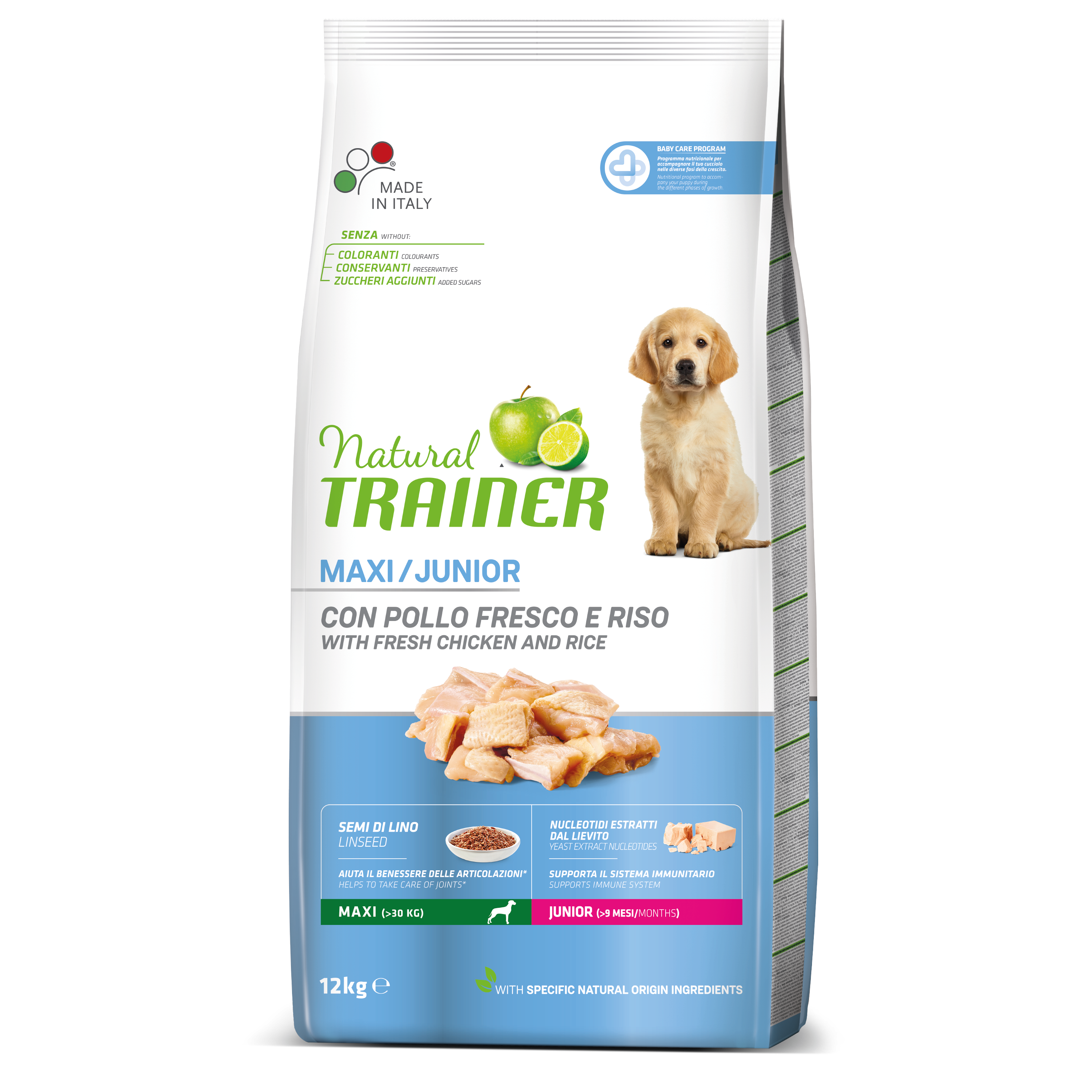 NT 12,0кг Maxi Junior Корм сухой для щенков крупных пород от 8 до 24 месяцев из свежей курицы