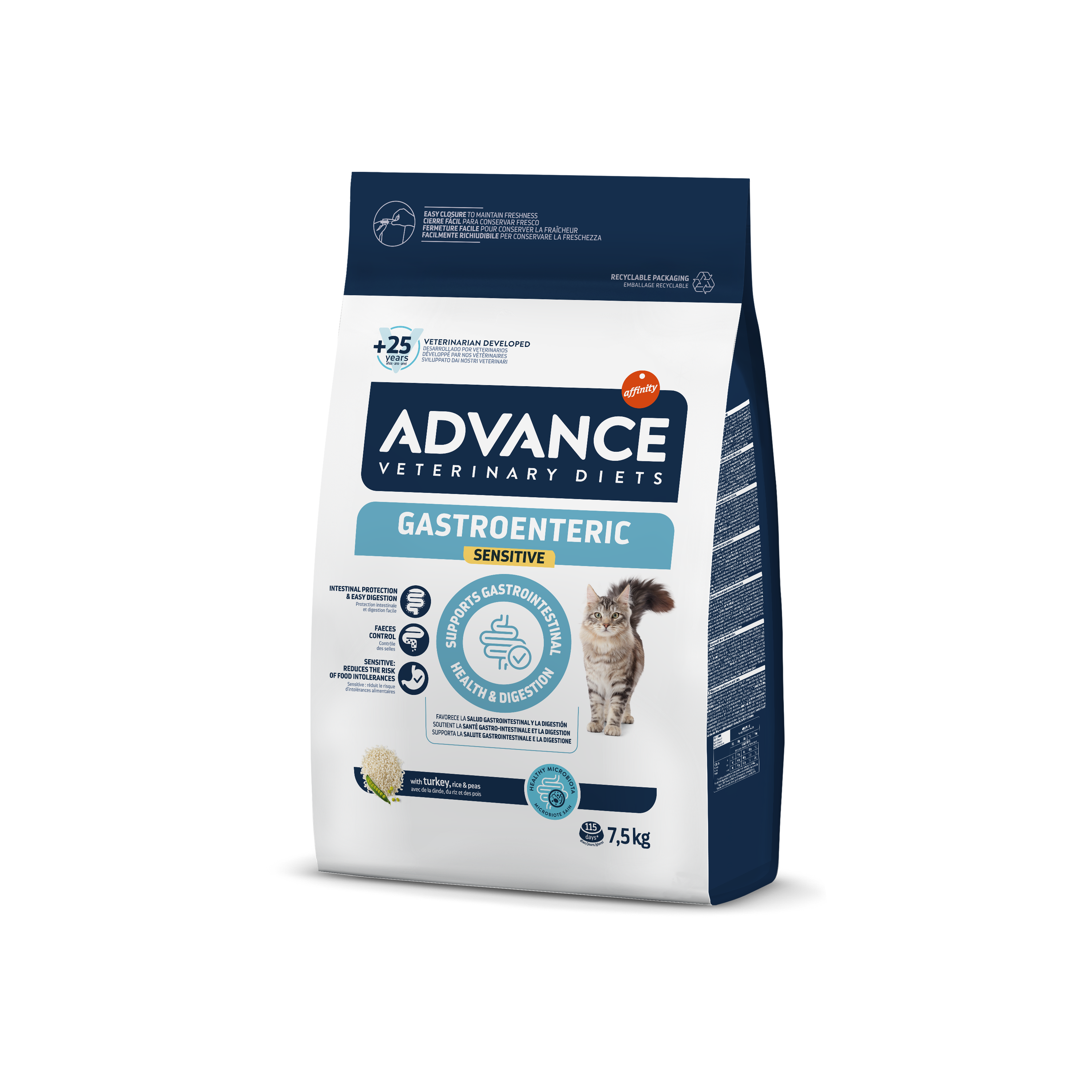 Advance VetDiet 7,5кг GASTRO SENSITIVE Сухой корм для кошек с проблемами ЖКТ, индейка