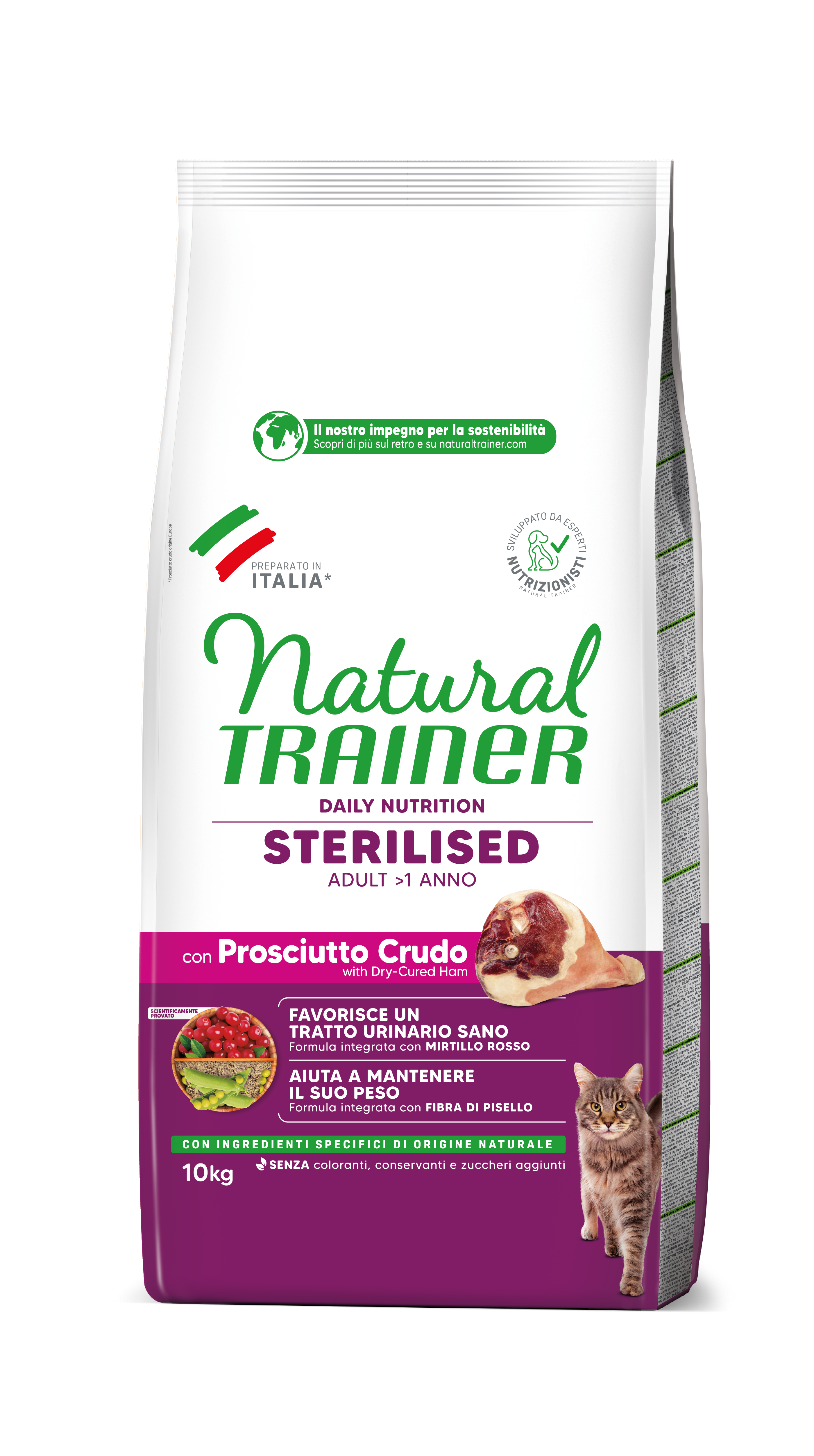 NT 10 кг Sterilised Корм сухой для стерилизованных кошек и кастрирован котов с сыровяленной ветчиной