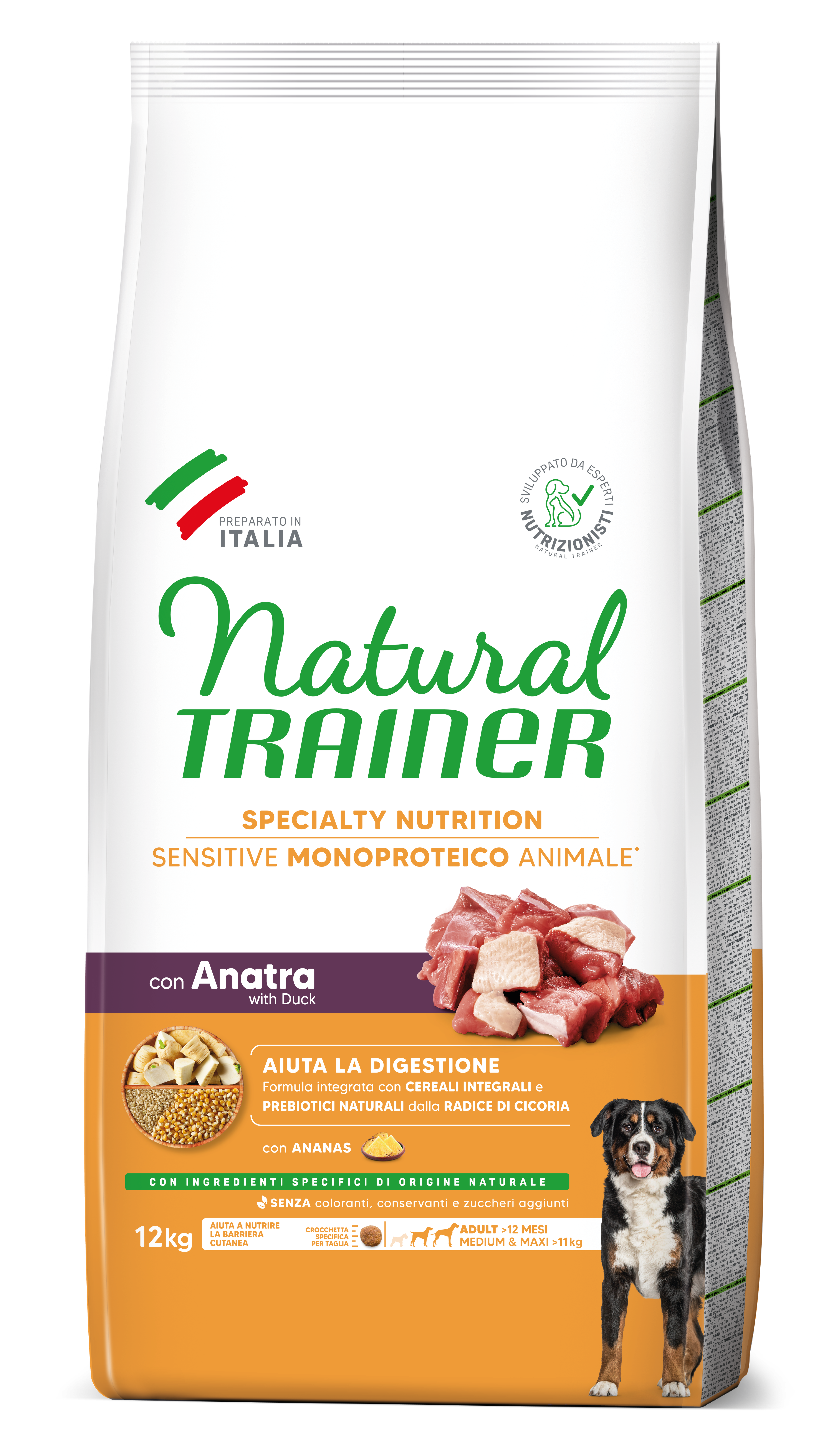 NT 12,0кг Sensitive Medium&Maxi Adult Корм сух.для соб.средн. пор. NO GLUTEN с чувств пищев., утка