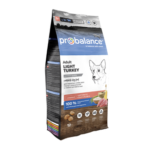 Probalance Light Turkey Корм сухой для взрослых собак всех пород с индейкой, 12 кг